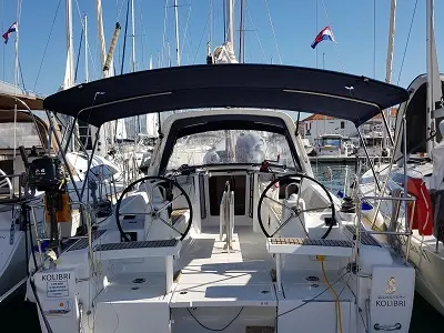 Cockpit of Kolibri, a Beneteau Oceanis 35.1 sailboat at Grad Šibenik, Croatia