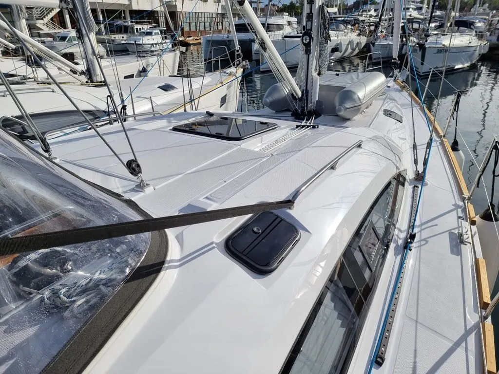 Deck of Linea Uno, a Elan Impression 45.1 sailboat at Zadar, Croatia