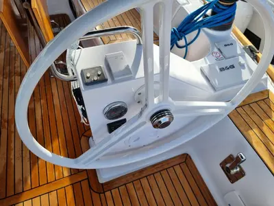Cockpit of Linea Uno, a Elan Impression 45.1 sailboat at Zadar, Croatia