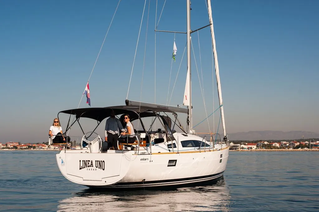 Exterior view of Linea Uno, a Elan Impression 45.1 sailboat at Zadar, Croatia