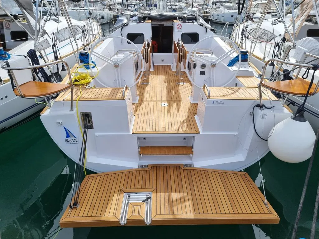 Deck of Linea Uno, a Elan Impression 45.1 sailboat at Zadar, Croatia