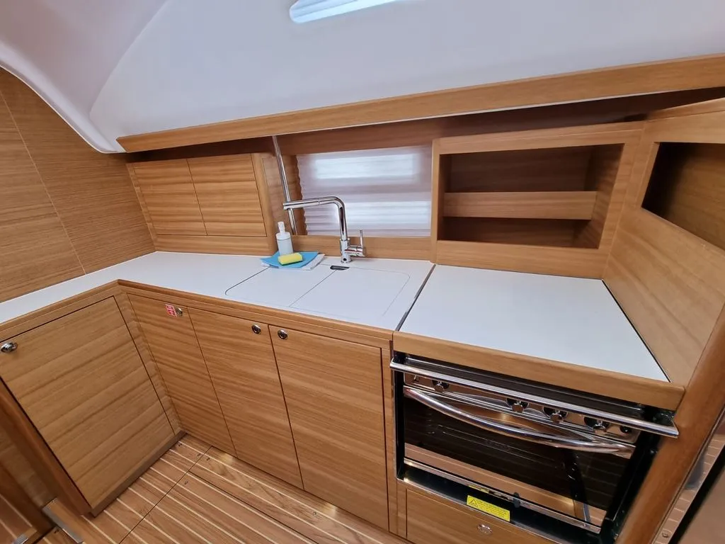 Galley of Linea Uno, a Elan Impression 45.1 sailboat at Zadar, Croatia