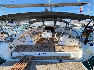 Cockpit of Ile, a Bavaria Cruiser 41 sailboat at Split, Croatia