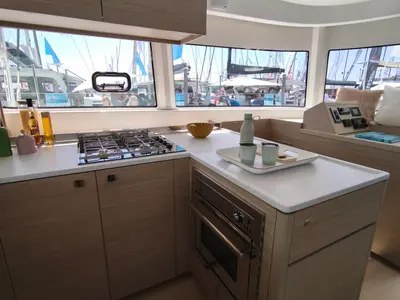Galley of Lagoon 47, a catamaran at Athens, Greece