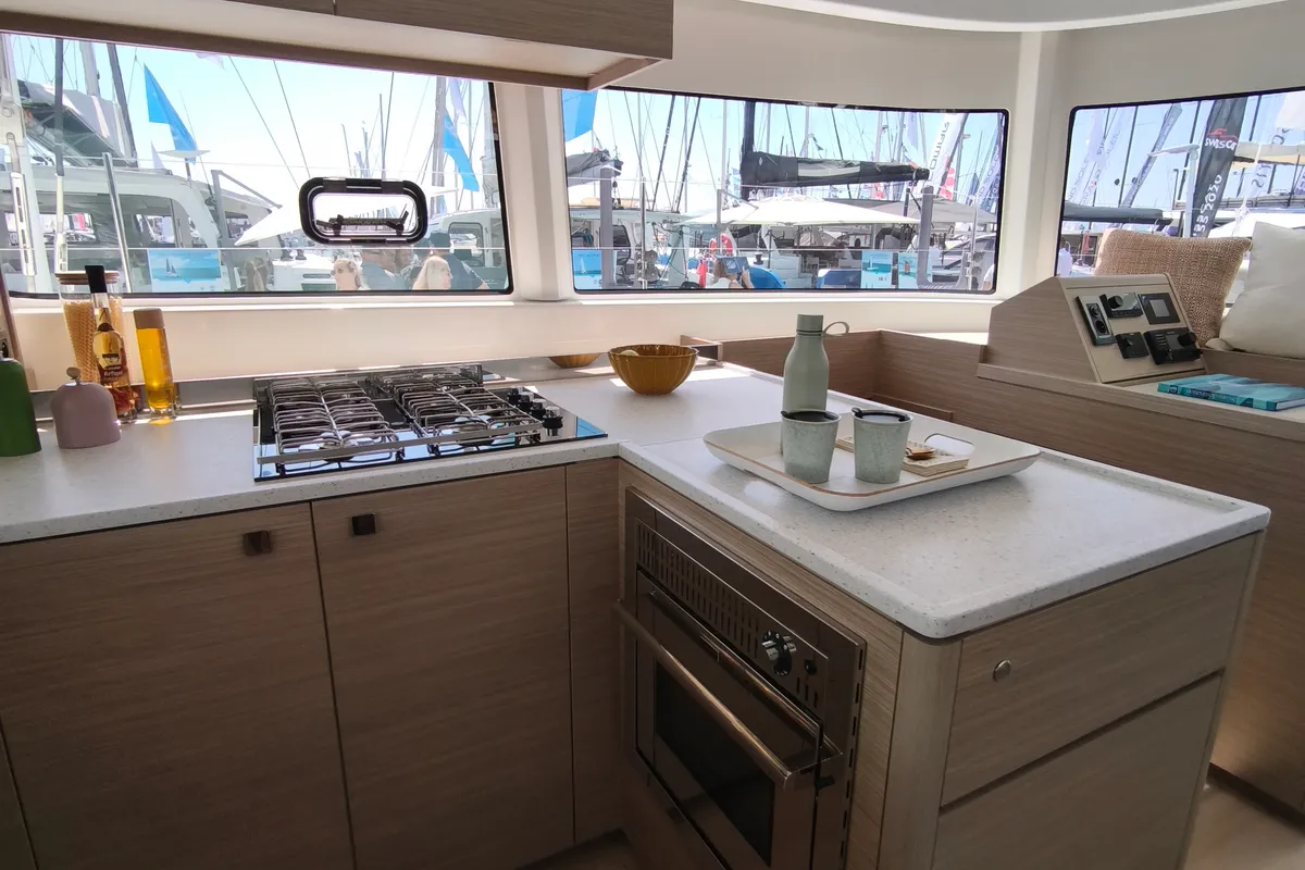 Galley of Lagoon 47, a catamaran at Athens, Greece