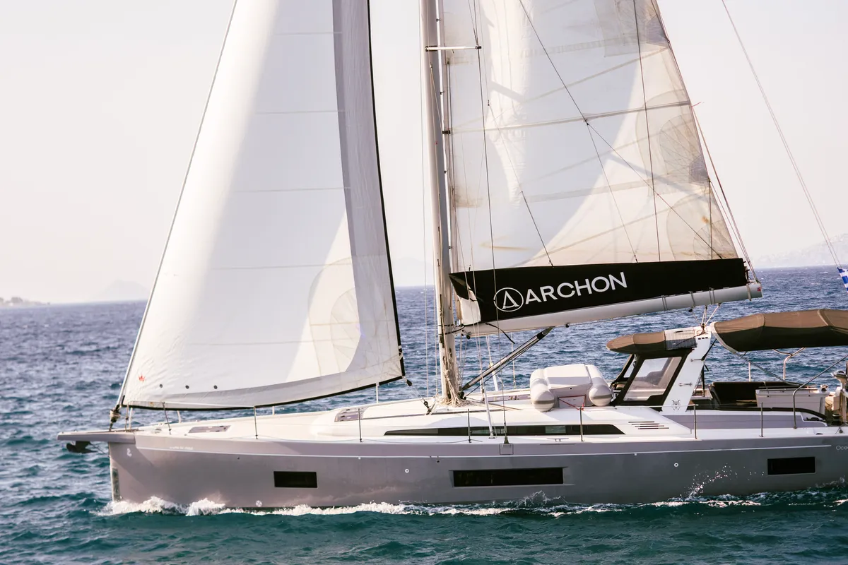 Exterior view of Lupo Di Mare, a Beneteau Oceanis 51.1 sailboat at Kos, Greece