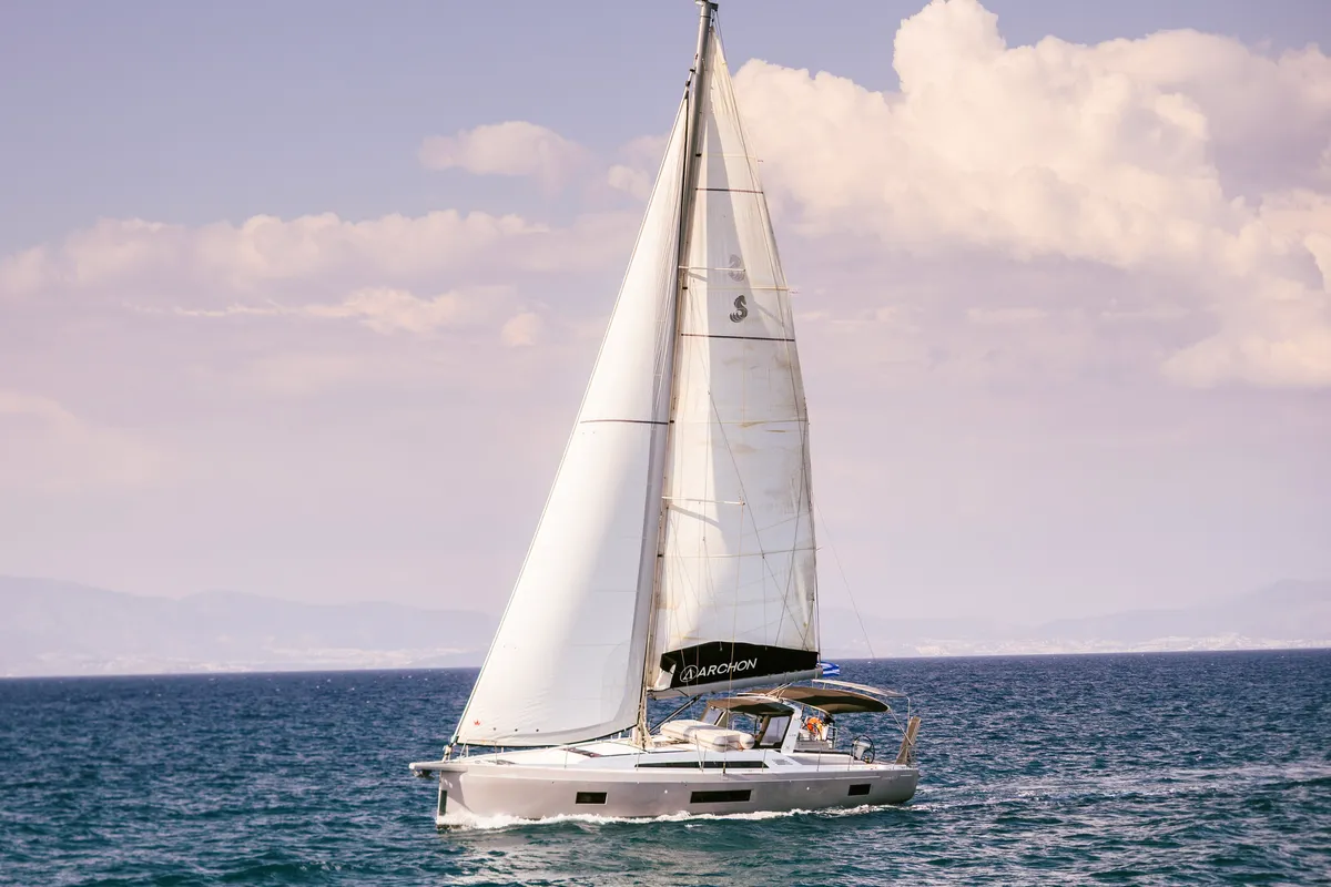 Exterior view of Lupo Di Mare, a Beneteau Oceanis 51.1 sailboat at Kos, Greece