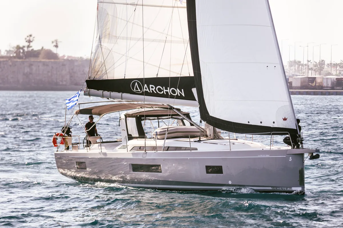 Exterior view of Lupo Di Mare, a Beneteau Oceanis 51.1 sailboat at Kos, Greece