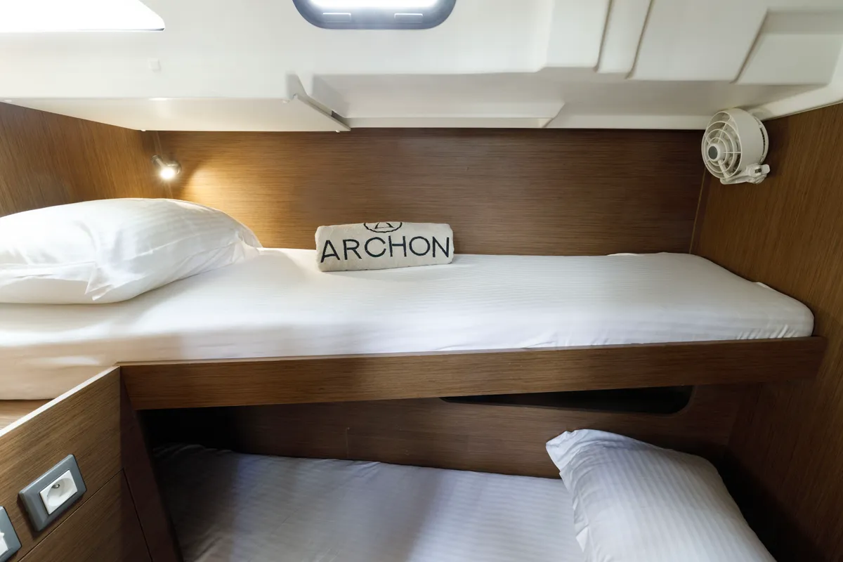 Cabin on Lupo Di Mare, a Beneteau Oceanis 51.1 sailboat at Kos, Greece
