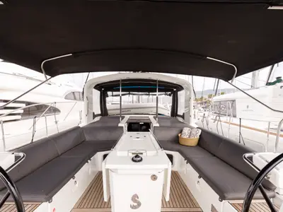 Deck of Lupo Di Mare, a Beneteau Oceanis 51.1 sailboat at Kos, Greece