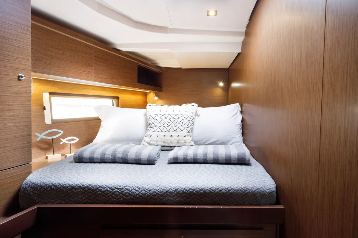 Cabin on Lupo Di Mare, a Beneteau Oceanis 51.1 sailboat at Kos, Greece
