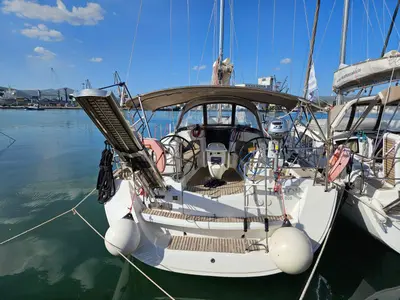 Cockpit of Triton, a Jeanneau Sun Odyssey 42i sailboat at Volos Municipality, Greece