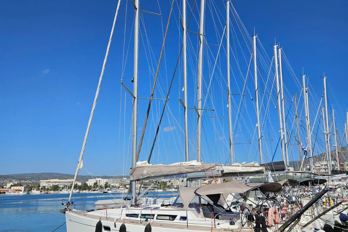 Exterior view of Triton, a Jeanneau Sun Odyssey 42i sailboat at Volos Municipality, Greece
