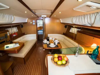 Salon of Triton, a Jeanneau Sun Odyssey 42i sailboat at Volos Municipality, Greece