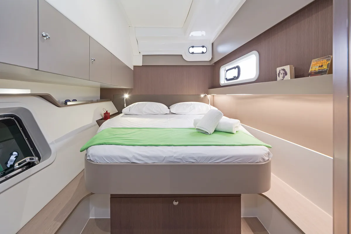 Cabin on Mediteo, a Bali Catspace catamaran at Kontokali, Greece