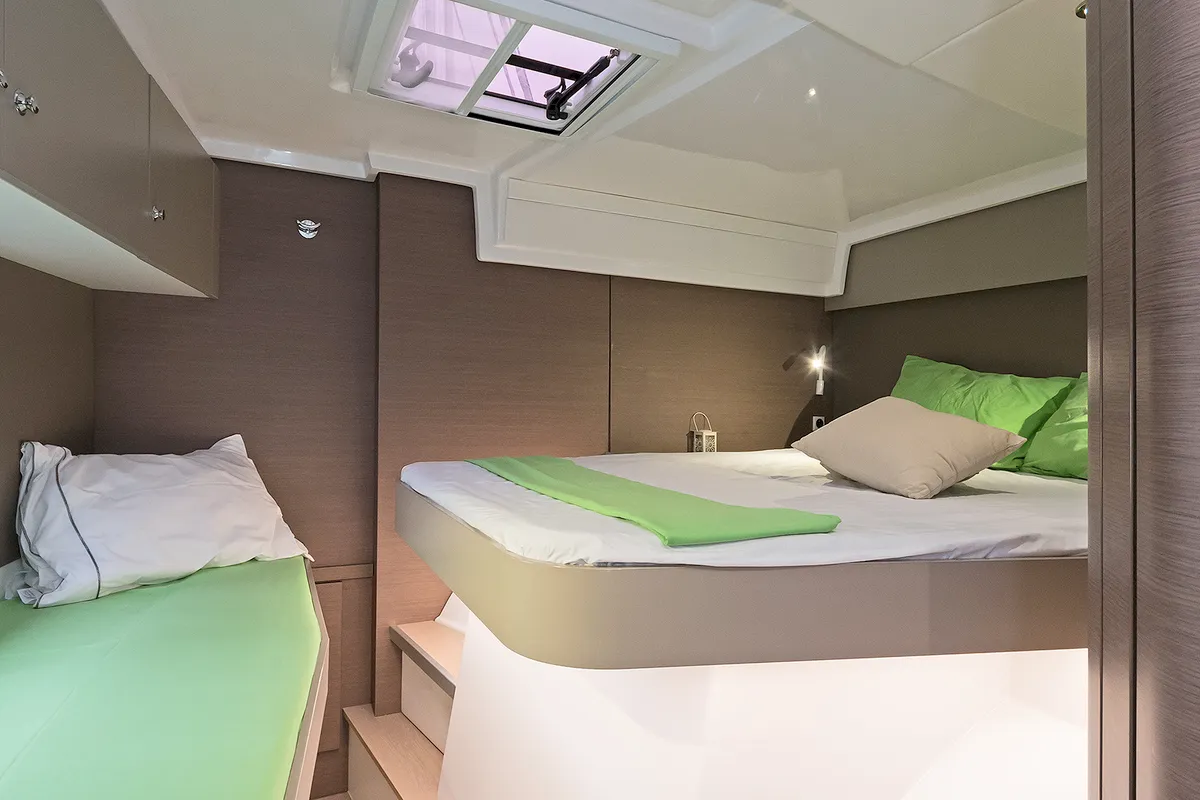 Cabin on Mediteo, a Bali Catspace catamaran at Kontokali, Greece