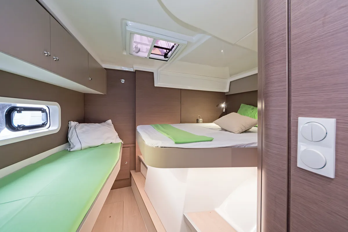 Cabin on Mediteo, a Bali Catspace catamaran at Kontokali, Greece