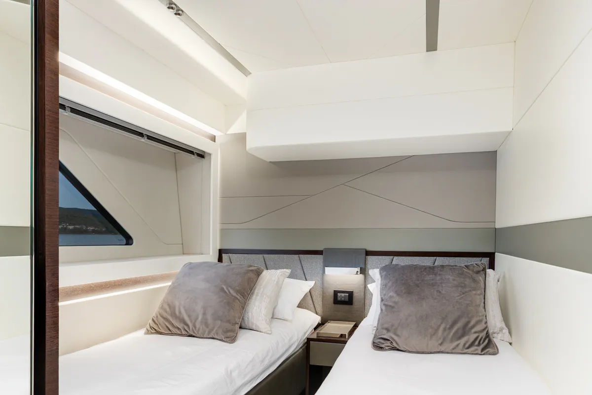 Cabin on X2, a Sunseeker 65 motor yacht at Split, Croatia