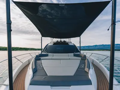Deck of X2, a Sunseeker 65 motor yacht at Split, Croatia