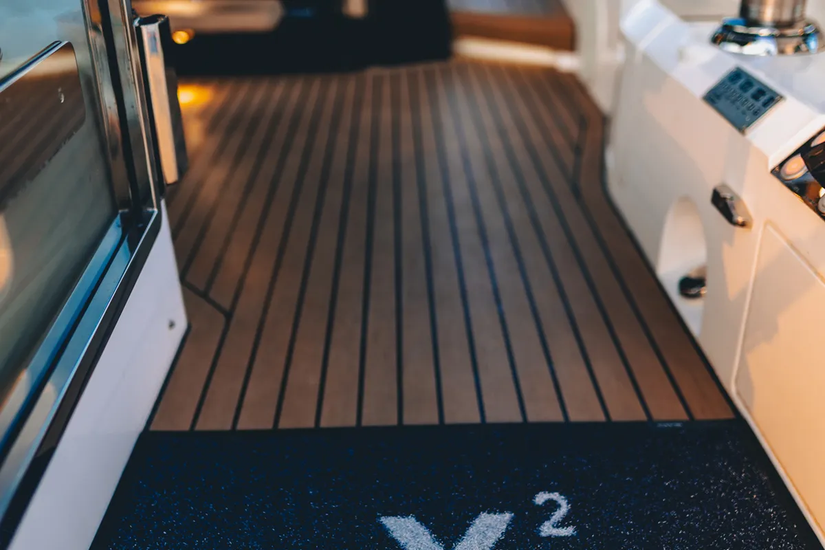 Deck of X2, a Sunseeker 65 motor yacht at Split, Croatia