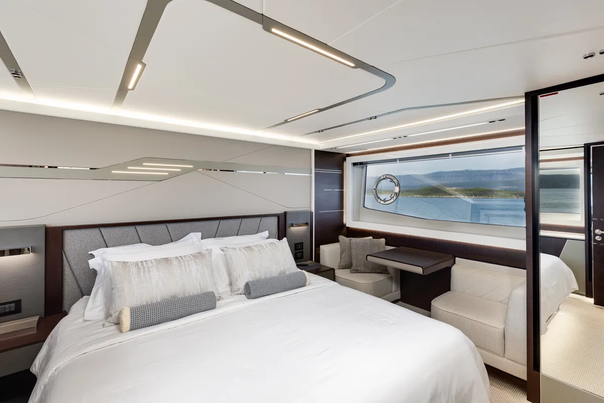 Cabin on X2, a Sunseeker 65 motor yacht at Split, Croatia