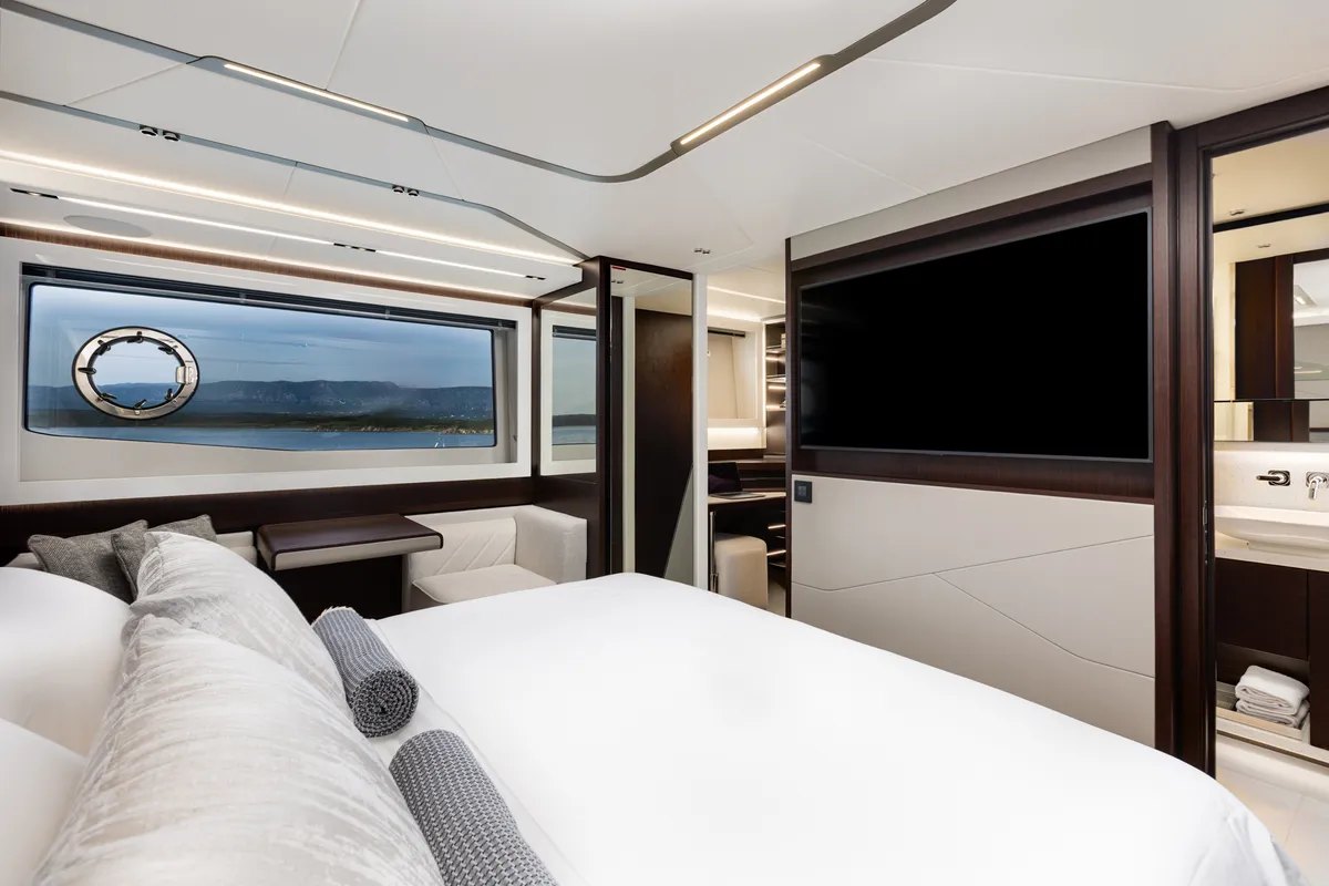 Cabin on X2, a Sunseeker 65 motor yacht at Split, Croatia