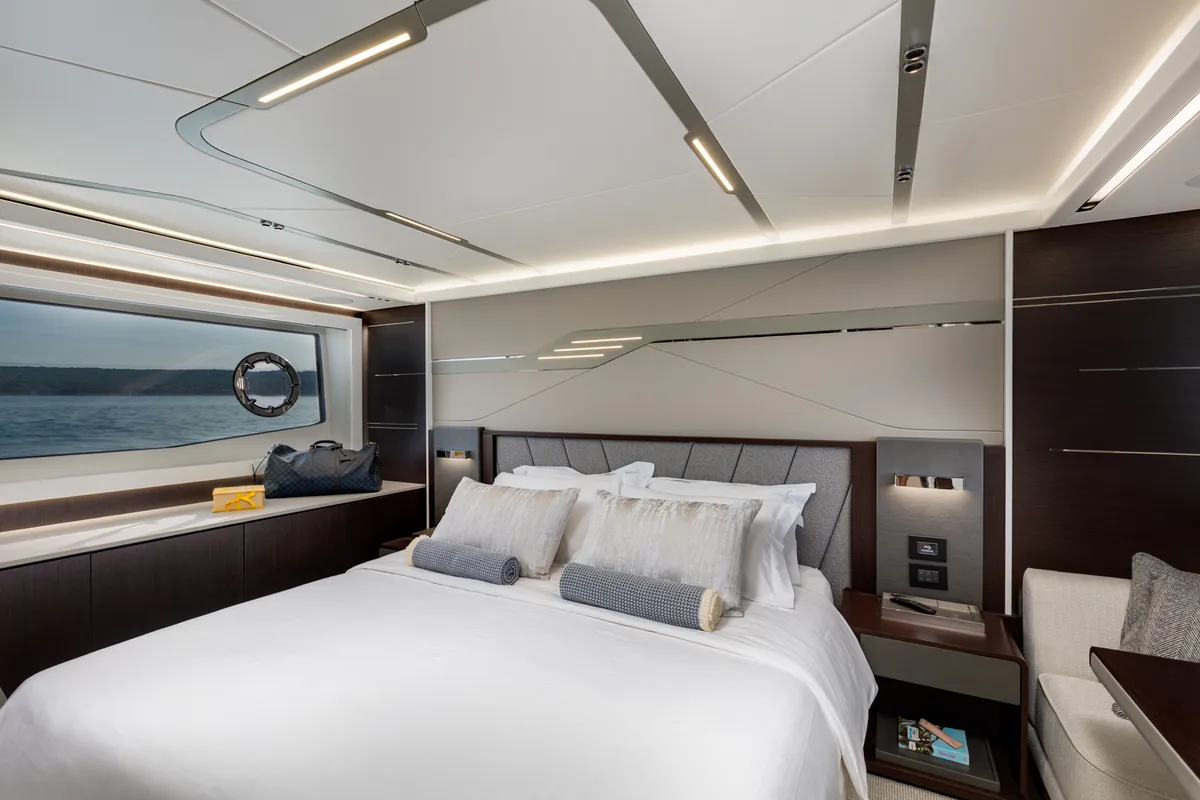 Cabin on X2, a Sunseeker 65 motor yacht at Split, Croatia