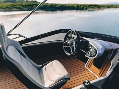 Cockpit of X2, a Sunseeker 65 motor yacht at Split, Croatia