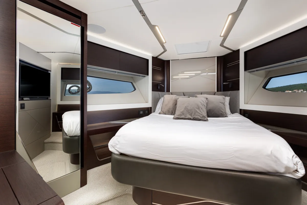 Cabin on X2, a Sunseeker 65 motor yacht at Split, Croatia