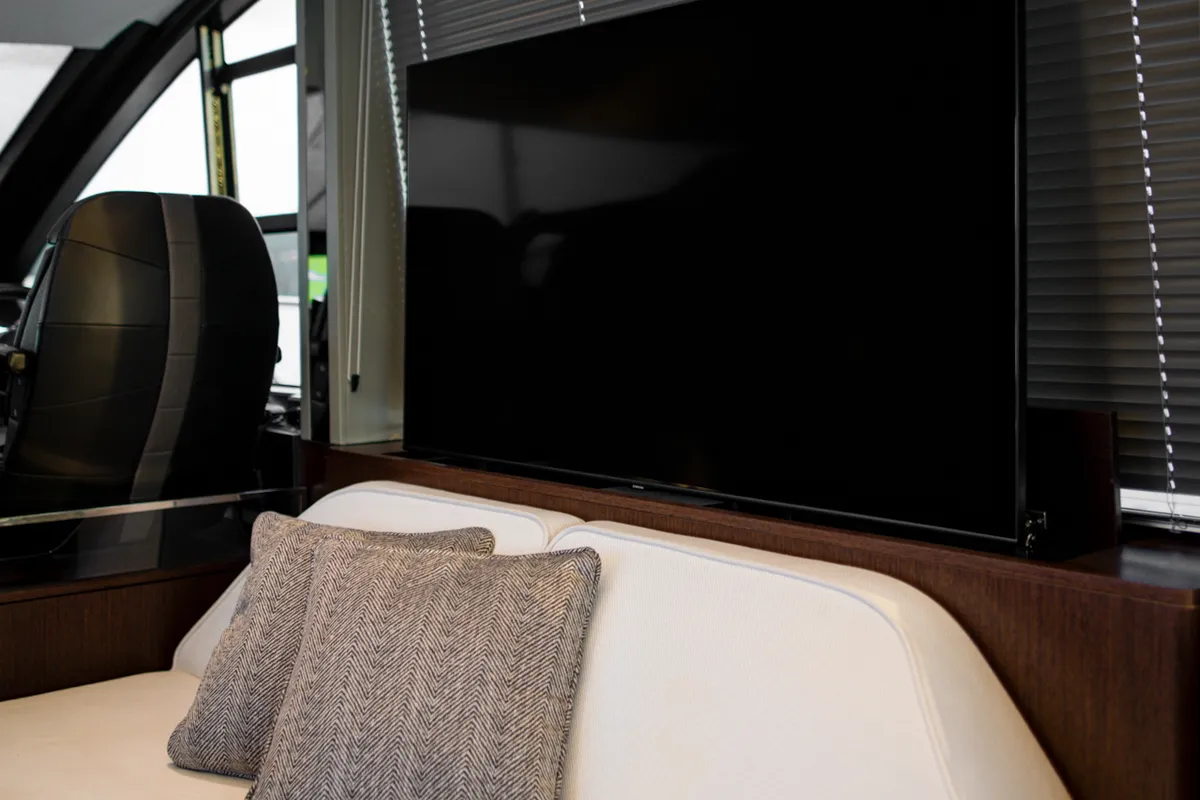 Salon of X2, a Sunseeker 65 motor yacht at Split, Croatia