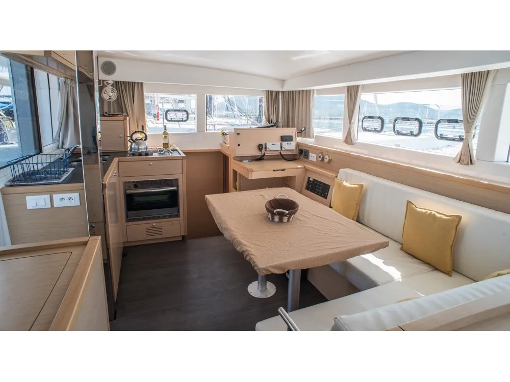 Galley of EXPLORER, a Lagoon 39 catamaran at Municipal Unit of Nea Peramos, Greece