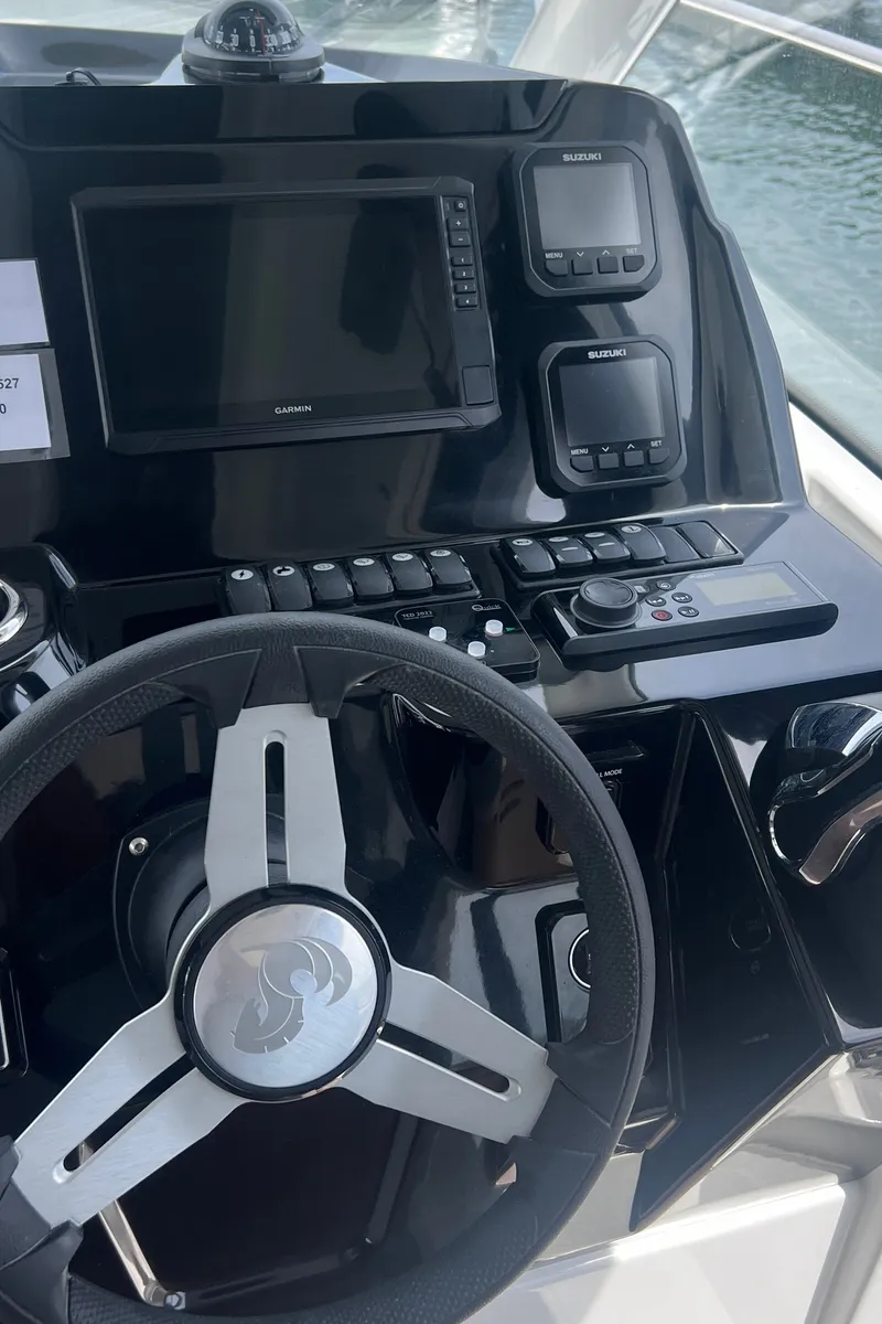 Cockpit of Jack, a Beneteau Antares 9 OB motorboat at Punat, Croatia