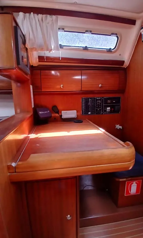 Cockpit of Dorothea, a Bavaria 41 sailboat at Kontokali, Greece