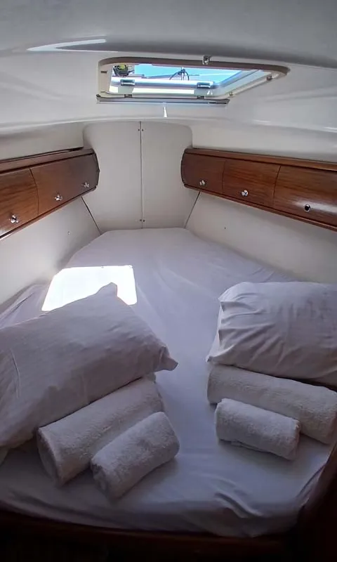 Cabin on Dorothea, a Bavaria 41 sailboat at Kontokali, Greece