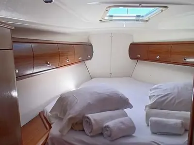 Cabin on Dorothea, a Bavaria 41 sailboat at Kontokali, Greece