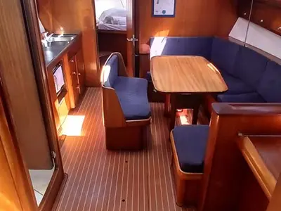 Salon of Dorothea, a Bavaria 41 sailboat at Kontokali, Greece
