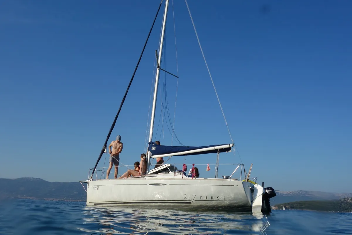 Exterior view of Perla, a Beneteau First 21.7 sailboat at Split, Croatia