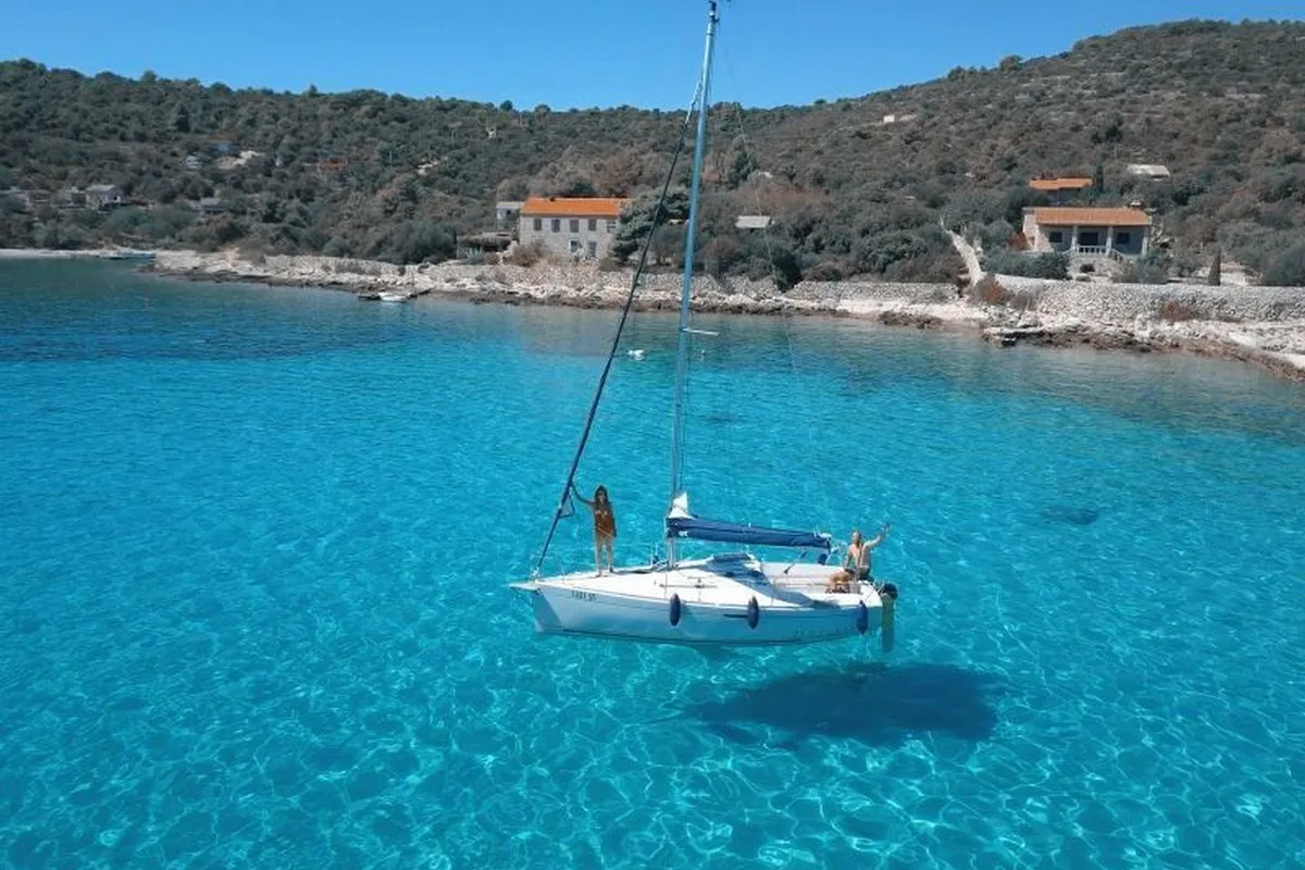 Exterior view of Perla, a Beneteau First 21.7 sailboat at Split, Croatia