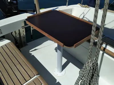 Deck of Perla, a Beneteau First 21.7 sailboat at Split, Croatia