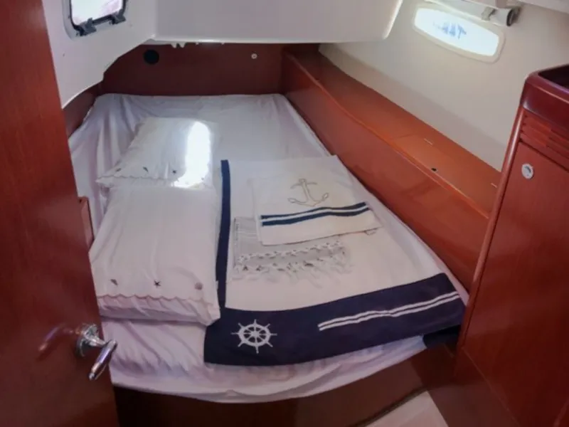 Cabin on Rhapsody, a Beneteau Oceanis 43 sailboat at Marmaris, Turkey