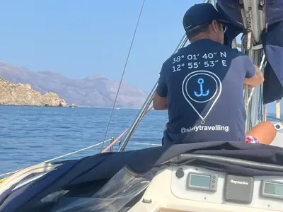 Deck of Cami 3, a Hunter 320 sailboat at Castellammare del Golfo, Italy