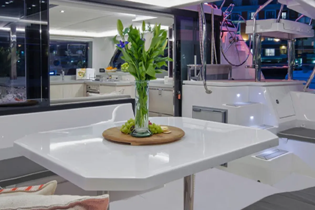 Deck of Leopard 45, a catamaran at Road Town, British Virgin Islands