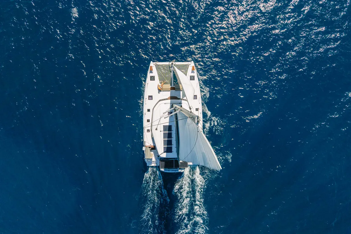 Exterior view of Duality II, a Nautitech 44 catamaran at Road Town, British Virgin Islands
