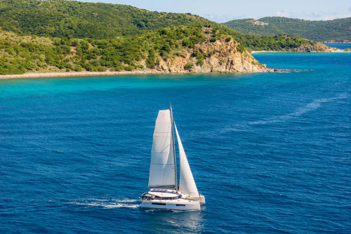 Exterior view of Duality II, a Nautitech 44 catamaran at Road Town, British Virgin Islands