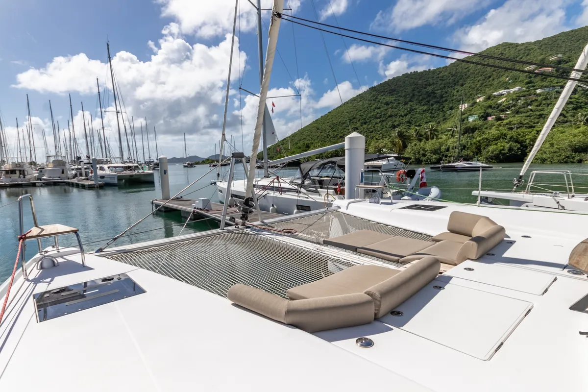 Deck of Duality II, a Nautitech 44 catamaran at Road Town, British Virgin Islands