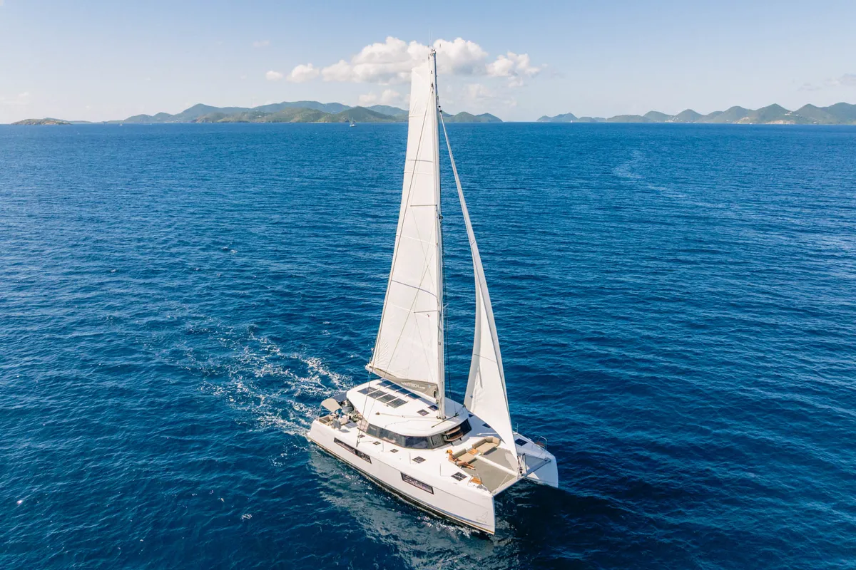 Exterior view of Duality II, a Nautitech 44 catamaran at Road Town, British Virgin Islands
