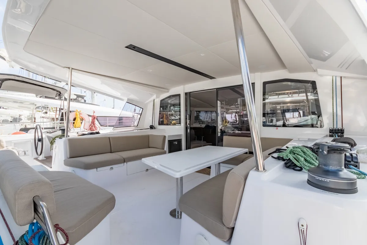 Deck of Duality II, a Nautitech 44 catamaran at Road Town, British Virgin Islands
