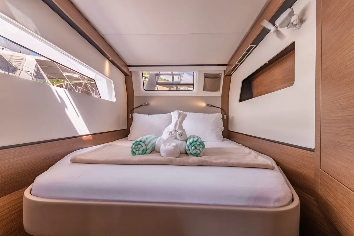 Cabin on Duality II, a Nautitech 44 catamaran at Road Town, British Virgin Islands