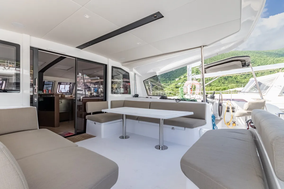Deck of Duality II, a Nautitech 44 catamaran at Road Town, British Virgin Islands