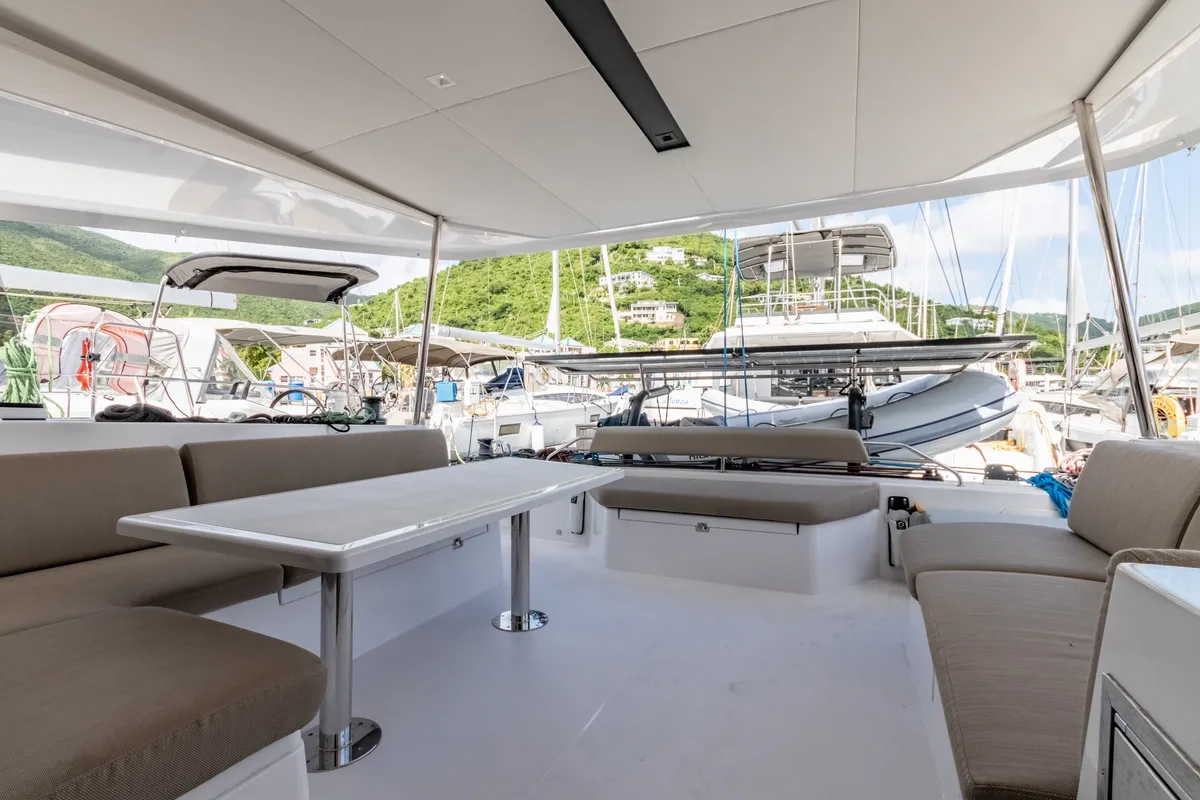 Deck of Duality II, a Nautitech 44 catamaran at Road Town, British Virgin Islands